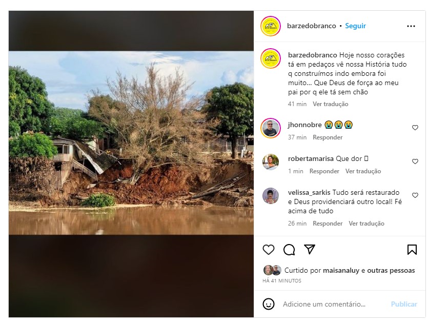 Bar do Zé do Branco é levado pelas águas do Rio Acre, após enchente